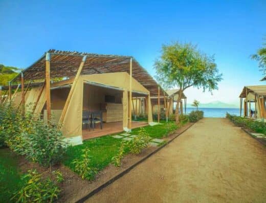 Sea safari tent glamping armenistis Chalkidiki in Greece. Online booking glamping greece.