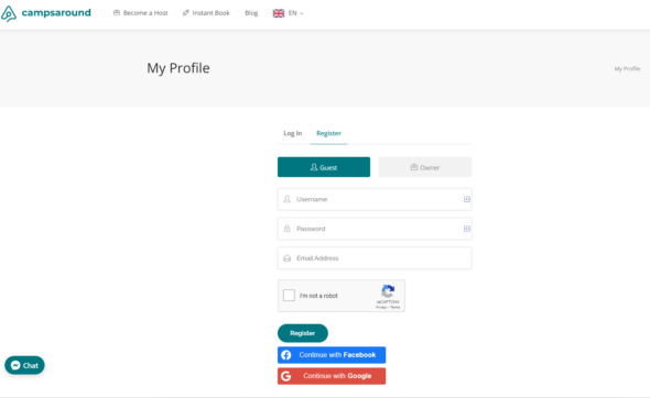 A screen shot of a profile page on Campsaround website.