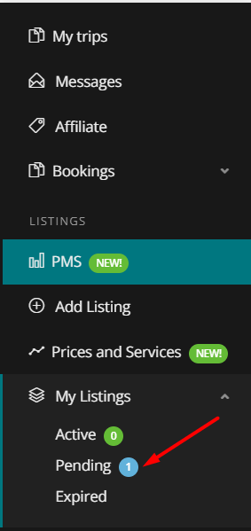 A screenshot of the WordPress PMS settings showcasing entry listing status.