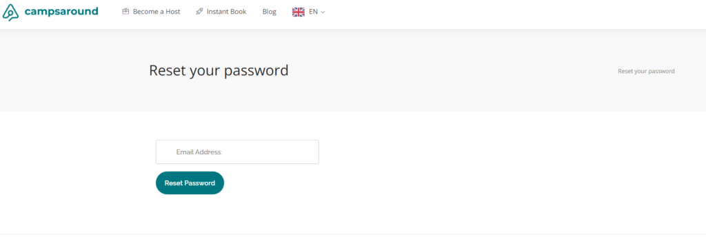 A screen shot of a login page for password reset.